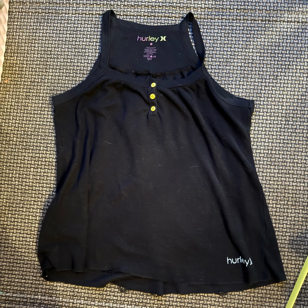 Hurley Black Button Down Women's Swingy Tank Top